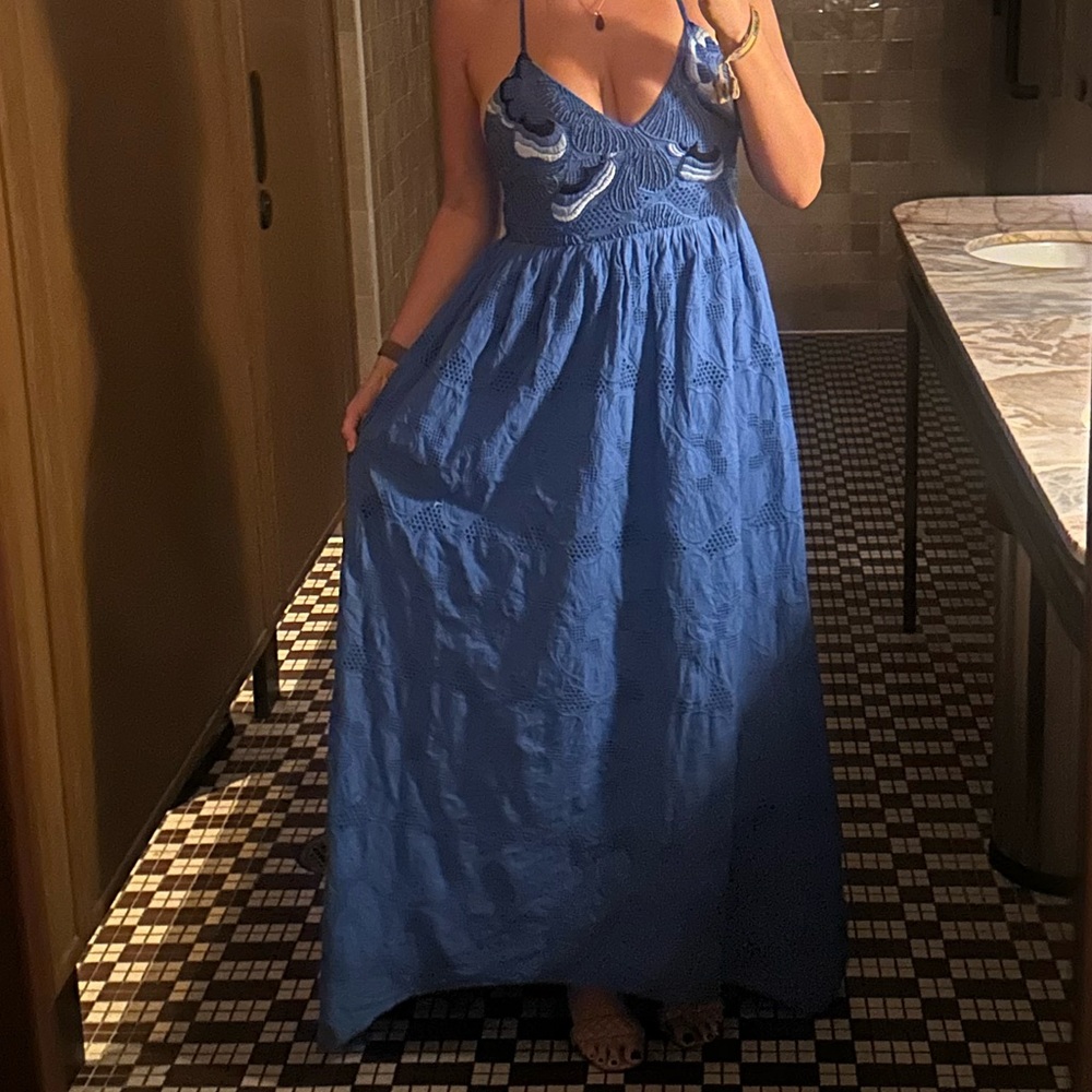 Maaji Blue butterfly Dress with Braided Straps size large